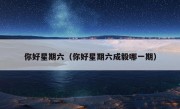 你好星期六（你好星期六成毅哪一期）