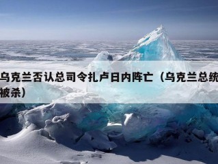 乌克兰否认总司令扎卢日内阵亡（乌克兰总统被杀）