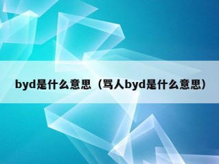 byd是什么意思（骂人byd是什么意思）