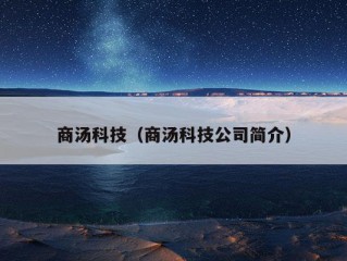 商汤科技（商汤科技公司简介）