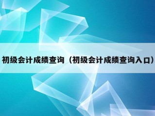 初级会计成绩查询（初级会计成绩查询入口）