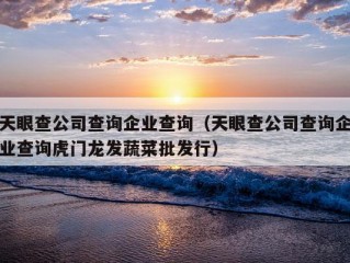 天眼查公司查询企业查询（天眼查公司查询企业查询虎门龙发蔬菜批发行）