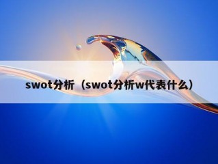 swot分析（swot分析w代表什么）