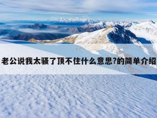 老公说我太骚了顶不住什么意思?的简单介绍