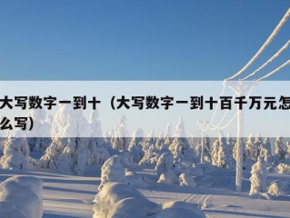 大写数字一到十（大写数字一到十百千万元怎么写）