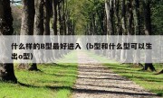 什么样的B型最好进入（b型和什么型可以生出o型）