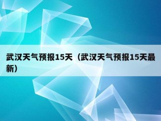 武汉天气预报15天（武汉天气预报15天最新）