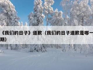 《我们的日子》道歉（我们的日子道歉是哪一期）