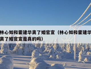 林心如和霍建华离了婚官宣（林心如和霍建华离了婚官宣是真的吗）