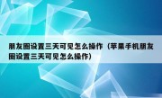 朋友圈设置三天可见怎么操作（苹果手机朋友圈设置三天可见怎么操作）