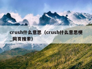 crush什么意思（crush什么意思梗_网页搜索）