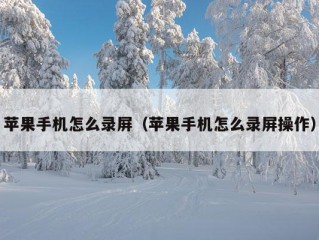 苹果手机怎么录屏（苹果手机怎么录屏操作）