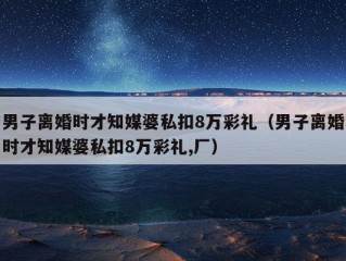 男子离婚时才知媒婆私扣8万彩礼（男子离婚时才知媒婆私扣8万彩礼,厂）