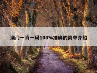 澳门一肖一码100%准确的简单介绍