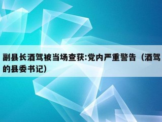 副县长酒驾被当场查获:党内严重警告（酒驾的县委书记）