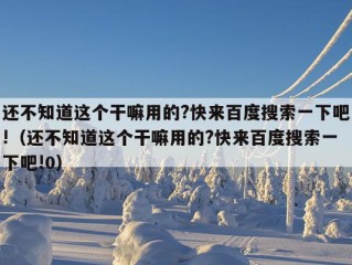 还不知道这个干嘛用的?快来百度搜索一下吧!（还不知道这个干嘛用的?快来百度搜索一下吧!0）