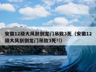 安徽12级大风刮倒龙门吊致3死（安徽12级大风刮倒龙门吊致3死!!）