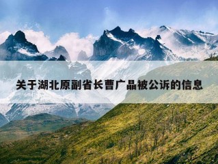 关于湖北原副省长曹广晶被公诉的信息