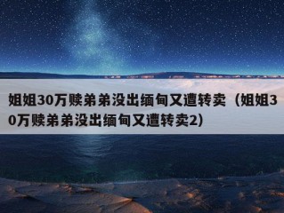 姐姐30万赎弟弟没出缅甸又遭转卖（姐姐30万赎弟弟没出缅甸又遭转卖2）