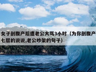 女子剖腹产后遭老公大骂3小时（为你剖腹产七层的说说,老公吵架的句子）