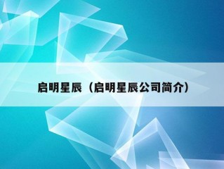 启明星辰（启明星辰公司简介）