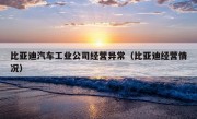 比亚迪汽车工业公司经营异常（比亚迪经营情况）