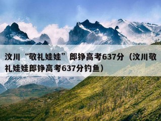 汶川“敬礼娃娃”郎铮高考637分（汶川敬礼娃娃郎铮高考637分钓鱼）