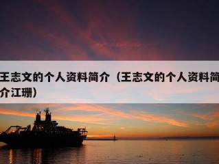 王志文的个人资料简介（王志文的个人资料简介江珊）