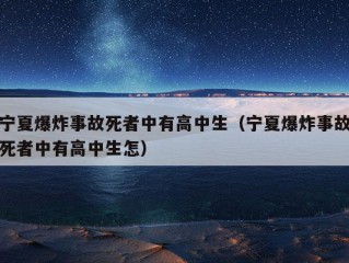 宁夏爆炸事故死者中有高中生（宁夏爆炸事故死者中有高中生怎）