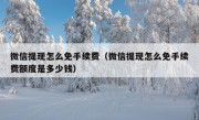 微信提现怎么免手续费（微信提现怎么免手续费额度是多少钱）