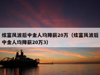 炫富风波后中金人均降薪20万（炫富风波后中金人均降薪20万3）