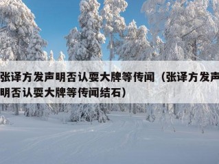 张译方发声明否认耍大牌等传闻（张译方发声明否认耍大牌等传闻结石）