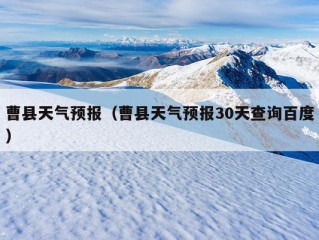 曹县天气预报（曹县天气预报30天查询百度）