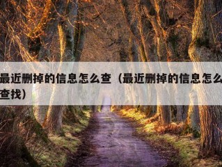 最近删掉的信息怎么查（最近删掉的信息怎么查找）