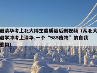 退清华考上北大博主遭质疑后删视频（从北大退学冲考上清华,一个“985废物”的自我重构）