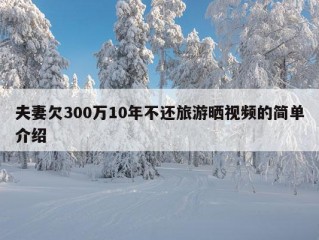 夫妻欠300万10年不还旅游晒视频的简单介绍