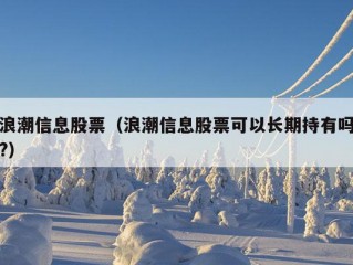 浪潮信息股票（浪潮信息股票可以长期持有吗?）