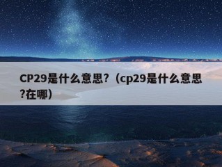 CP29是什么意思?（cp29是什么意思?在哪）