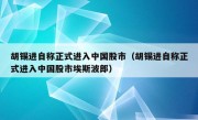 胡锡进自称正式进入中国股市（胡锡进自称正式进入中国股市埃斯波郎）