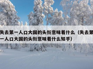 失去第一人口大国的头衔意味着什么（失去第一人口大国的头衔意味着什么知乎）