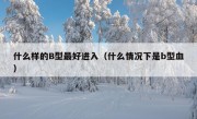 什么样的B型最好进入（什么情况下是b型血）