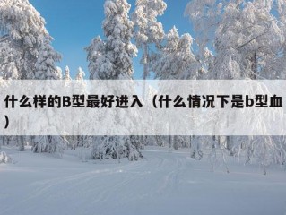 什么样的B型最好进入（什么情况下是b型血）