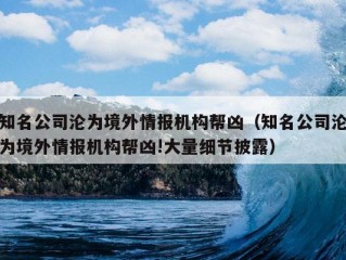 知名公司沦为境外情报机构帮凶（知名公司沦为境外情报机构帮凶!大量细节披露）