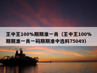 王中王100%期期准一肖（王中王100%期期准一肖一码期期准中选料75049）