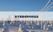 关于蜜桃成熟时的信息