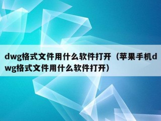 dwg格式文件用什么软件打开（苹果手机dwg格式文件用什么软件打开）