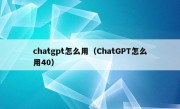 chatgpt怎么用（ChatGPT怎么用40）