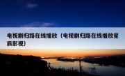 电视剧归路在线播放（电视剧归路在线播放星辰影视）