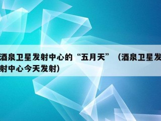 酒泉卫星发射中心的“五月天”（酒泉卫星发射中心今天发射）