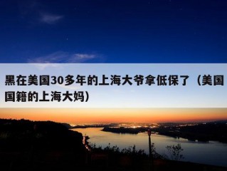 黑在美国30多年的上海大爷拿低保了（美国国籍的上海大妈）